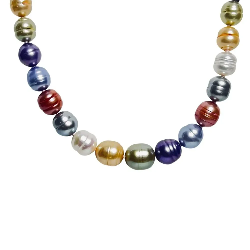 Honora Pastel Colors Graduated Freshwater Baroque Pearl Necklace (6039) - Picture 3 of 7